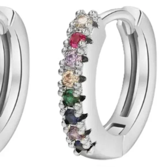 Lymphatic Germanium Magnetology Drainage Silver Electro-Plated Hoop Earrings - Picture 2 of 2